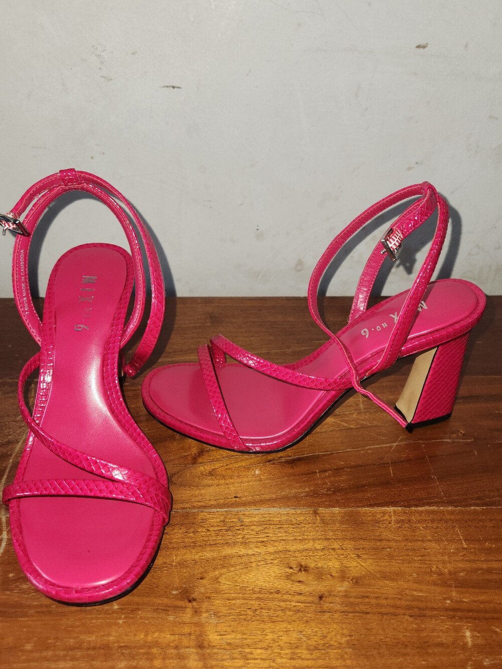 Bright Pink Strappy Block Heel Sandals - Women